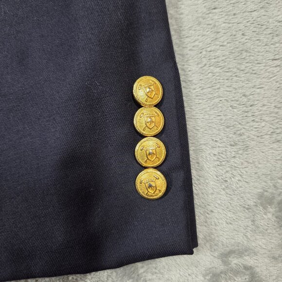 Lauren Ralph Lauren Sport Coat Mens 44S Navy Wool Gold Polo Button Blazer Jacket - Picture 4 of 11